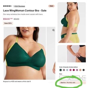 BNWT 42G / 8++ Knix Lace WingWoman Contour Bra in Emerald Green